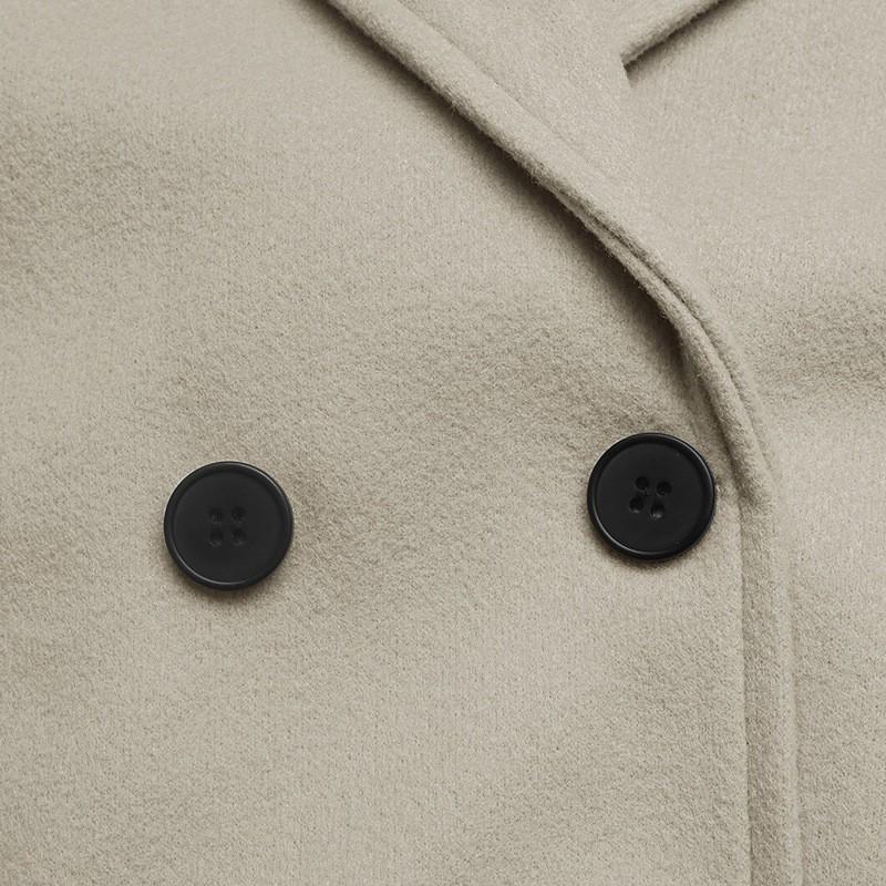 Womens Short Wool Blend Coat Double-Breasted Solid Color Casual Outerwear Fall Winter