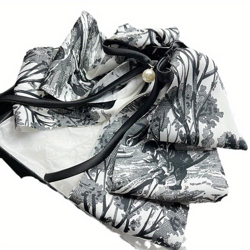 New Handmade Blue Willow Hair Claw Clip Layered Bow Chinese Ink Print Shark Clip with Silk Ribbon Vintage Hair Accessories Women