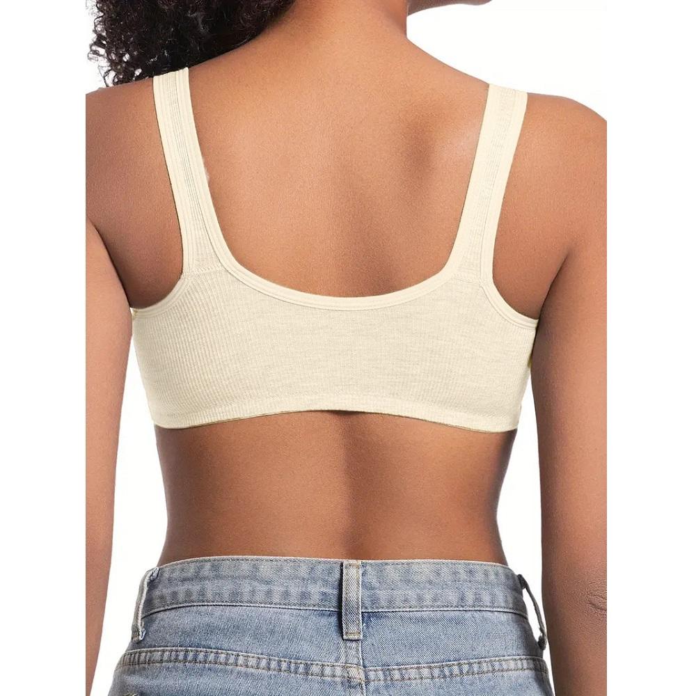 Women's Bra Wire-Free Front Closure Solid Color Full Coverage 3D Cups More Considerate for Middle-Aged And Elderly Individual Underwear