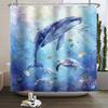 Ocean Theme Shower Curtain Underwater Marine Animal Patterns Sea Turtle Dolphin Whale Jellyfish Print Waterproof Bathroom Decor