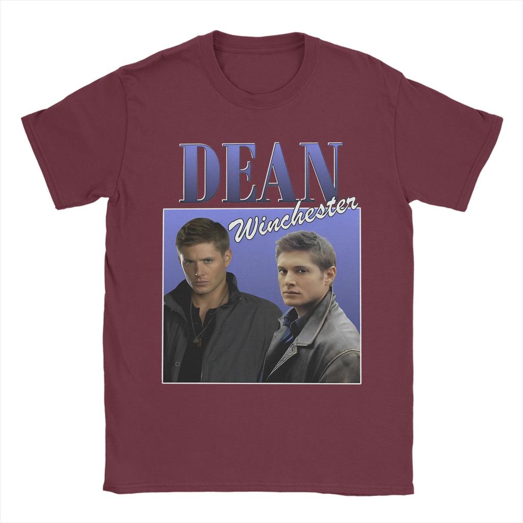 Leisure Supernatural Dean Winchester Tshirt Crewneck Short Sleeve Tops Shirts Movie TV Series Cotton Summer Tops Shirts