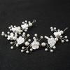 Bridal White Flower Headband Soft Ceramic Rose Headdress Pearls Hair Vine for Banquet Wedding Masquerade