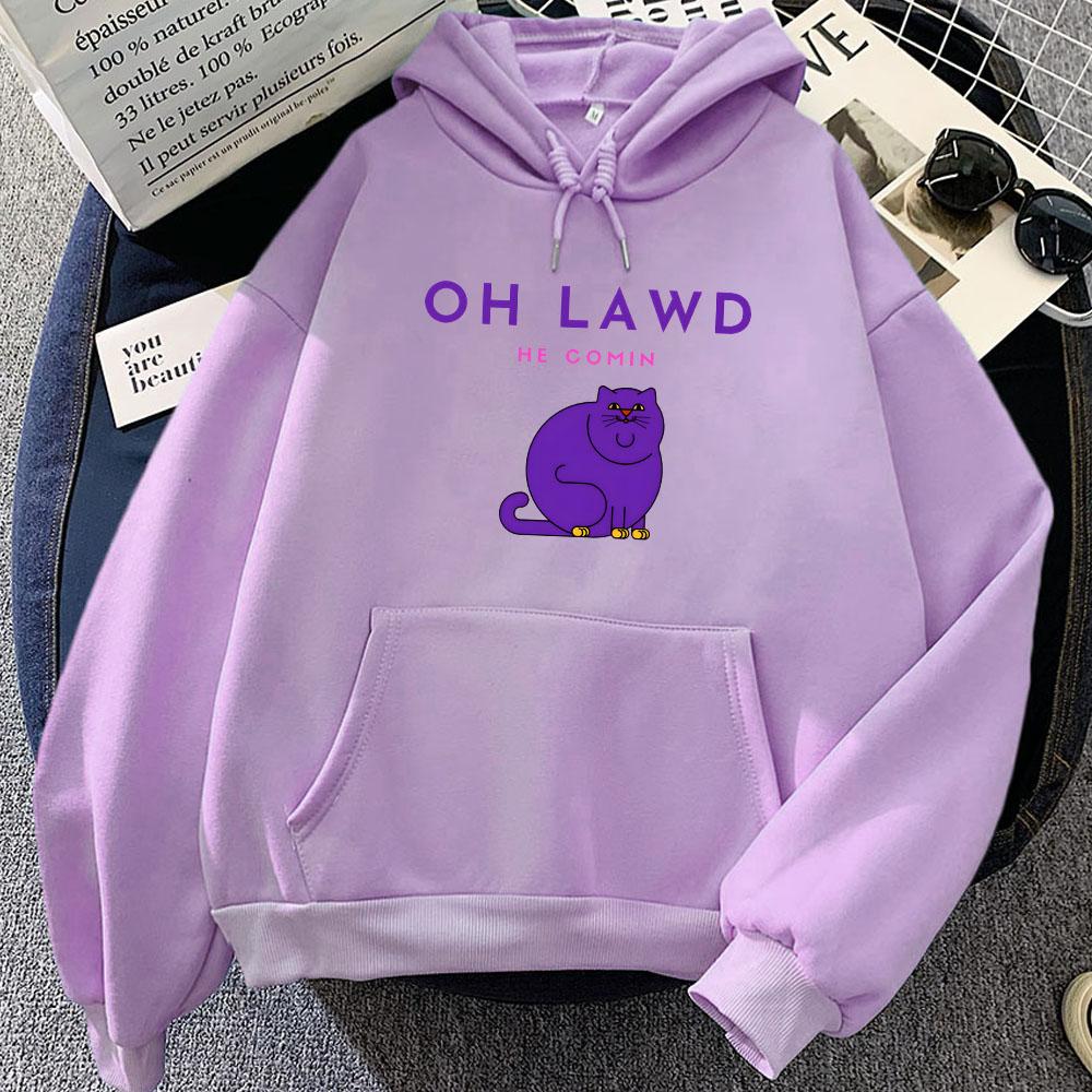 Long Sleeve Men/Women Hoodies Oh Lawd He Treading Letter Printing Sweatshirts Cartoon Funny Graphic Sudaderas Fleece Soft Hoodie