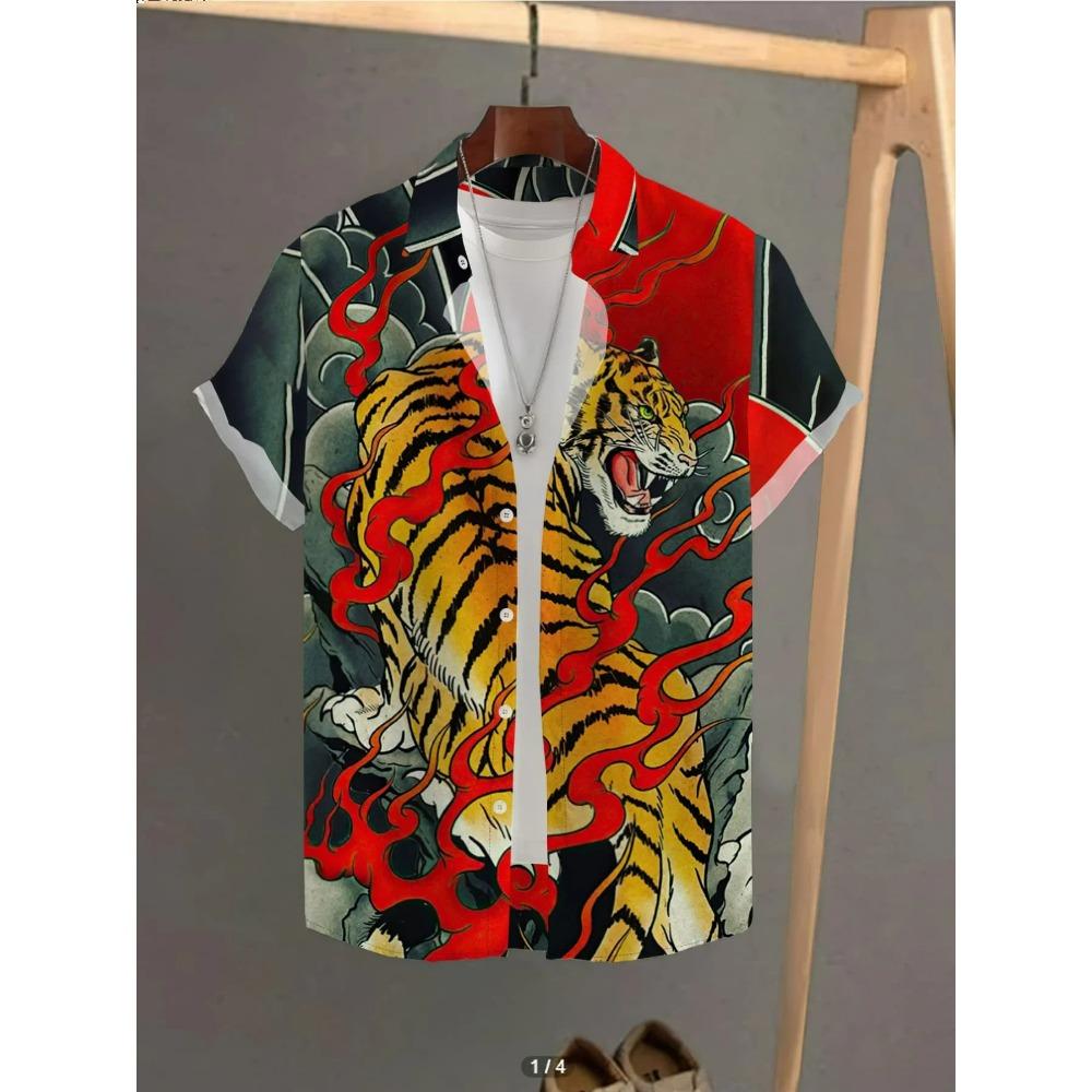 Men's Beach Style Hawaiian Shirt Summer Casual Man Short Sleeve Fashion Print Lightweight Breathable Holiday Party Shirt Tops