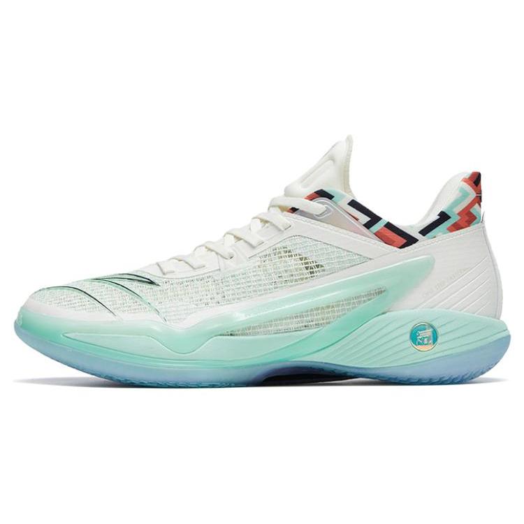 New Anta Lighthearted 4 Crazy 4 Dragon Rising Anti Slip Wear Resistant Low Top Basketball Shoes Men's White Mint Green 112321113-7