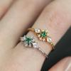 Wish the New K Top Gifter Emerald Round Diamond Edge Small White Diamond Rhombus White Diamond Princess Ring Wind