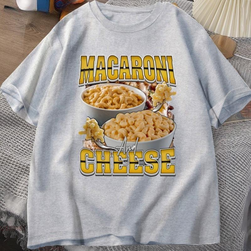 Macaroni Cheese Rap Vintage Graphic TShirt Funny Retro Food Lover Tshirt 90s Aesthetic Trendy Y2K Streetwear Tees Clothes