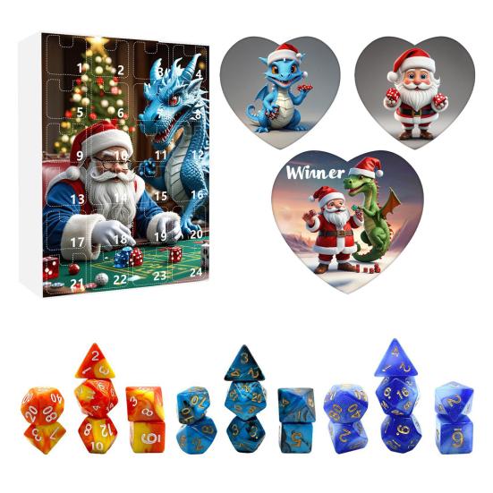 DND Dice Set Advent Calendar 2024 24-Day Countdown to Christmas Acrylic Polyhedral