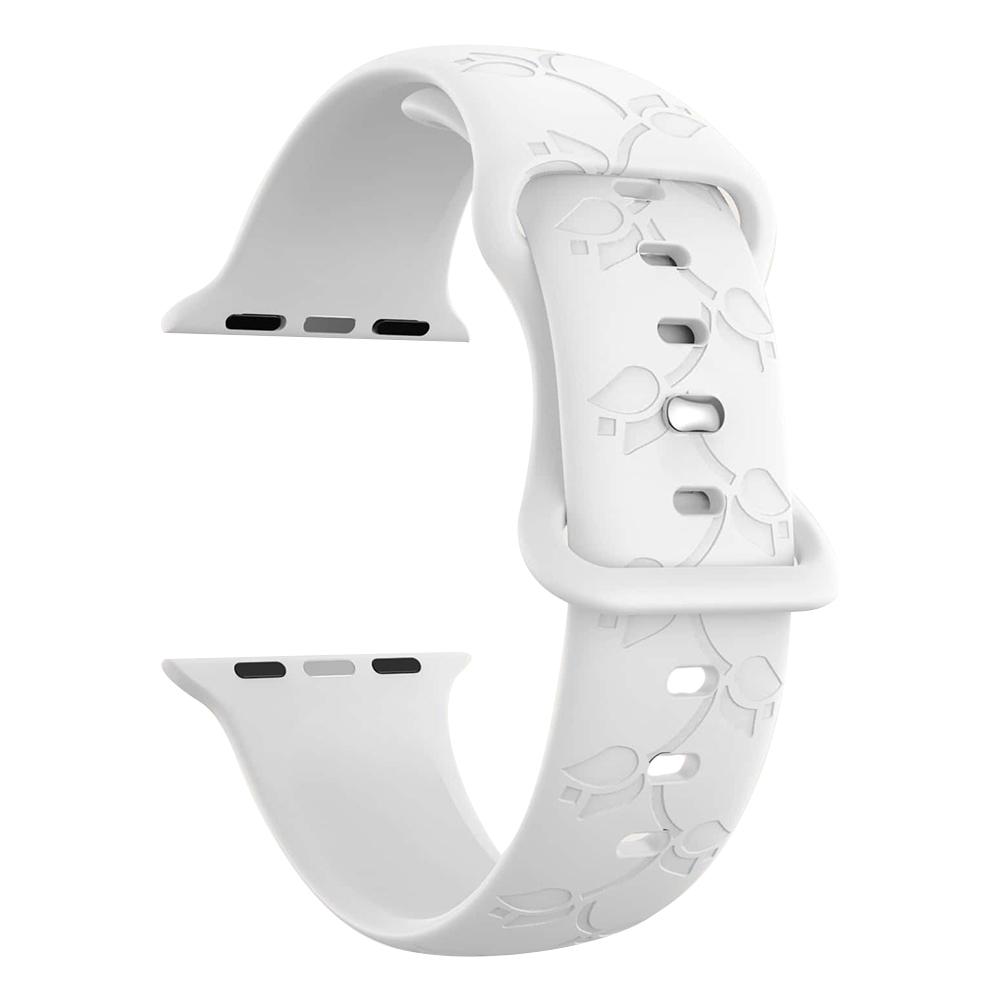

Watch Strap for Apple Watch Series 10 42mm/9 8 7 41mm/SE (2023) SE (2022) SE 6 5 4 40mm/3 2 1 38mm Silicone Band Engraved Watch Strap White