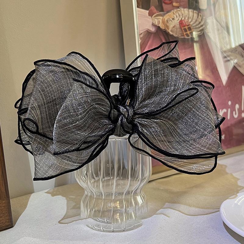 Elegant Bow Hair Claw For Women Girls Fashion Sweet Mesh Hair Clip Versatile Large Shark Clip Temperament Hair Accessories Gifts