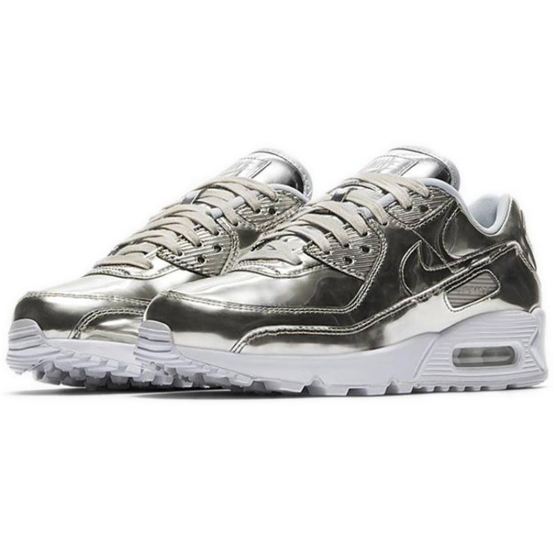 Nike Air Max 90 Metallic Silver 2020 Women's Sneakers Casual Shoes CQ6639-001