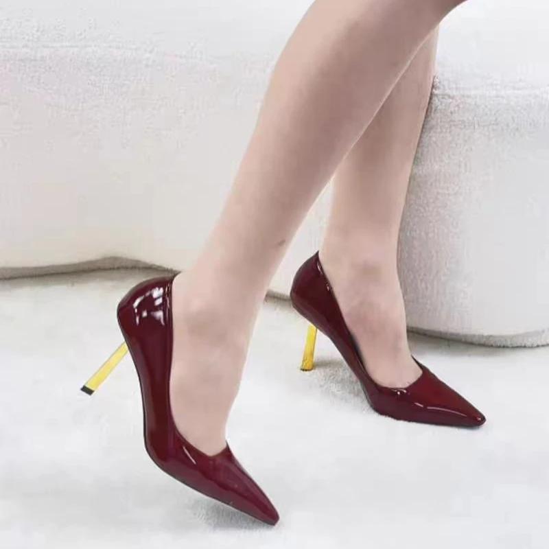 Fashion Spring New Thin Heel Single Shoes Women's Fashion Pointed Shallow Mouth Anti-slip Wear-resistant High Heels