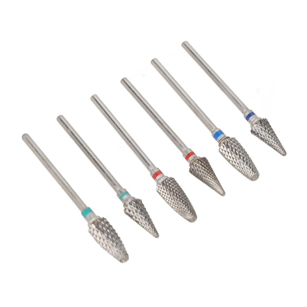 6pcs Nail Art Drill Bits Remove Dead Skin Tungsten Steel Nail Polishing Grinding Heads