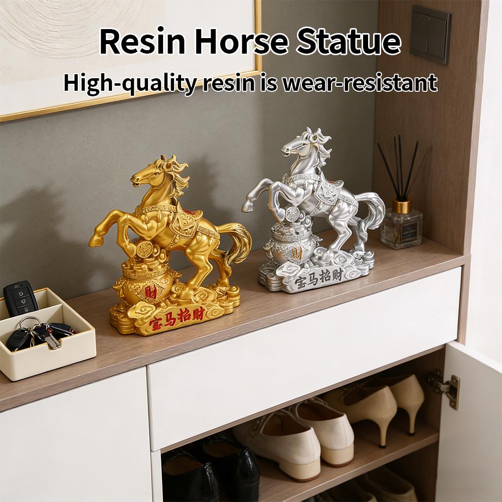 Chinese Traditional Resin Horse Statue Feng Shui Wealth Animal Decoration Home Office Crafts Sculpture Fortune Deskt L9L6