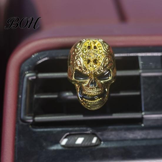 Car Accessories for Men Women Halloween Air Vent Clip, Metallic Skull Bat Freshener Fragrance Ornament Charm, Cool Auto Aroma Diffuser Gothic