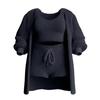 4 Pcs/Set Women Vest Shorts Coat Pants Set Long Sleeve Thick Coat Round Neck Sleeveless