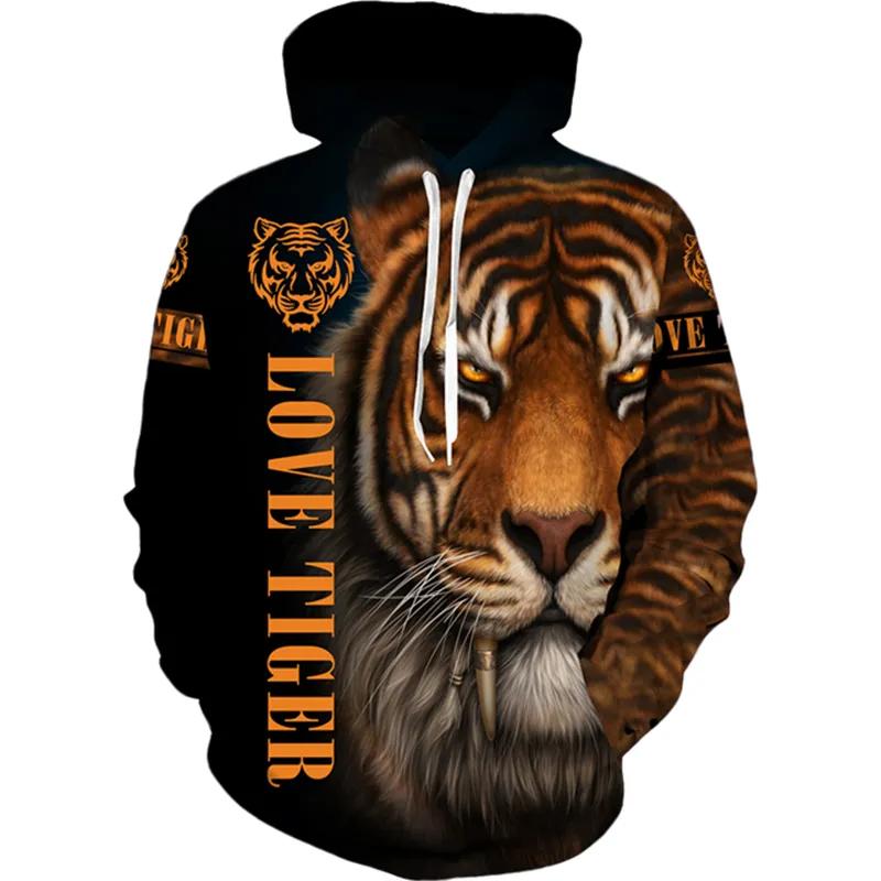 Autumn Winter Hoodies Animal Tiger 3D Print Streetwear Men Women Oversized Sweatshirts Hoodie Pullovers Tracksuits Man Clothing