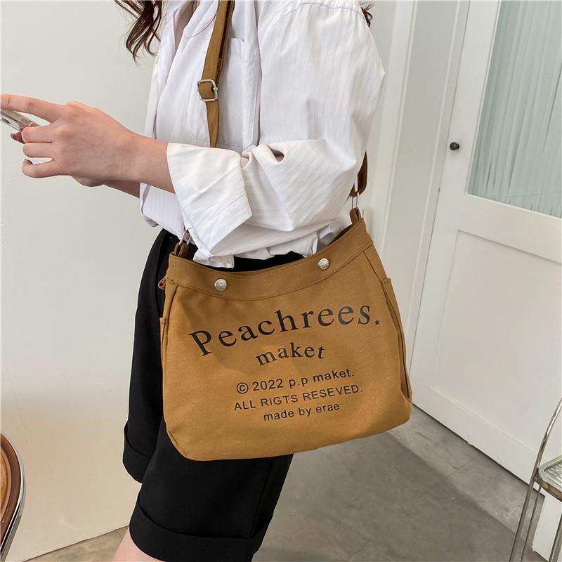 Large Capacity Leisure Bag Canvas Bag 2025 This Year Popular Campus Make-up One Shoulder Messenger Bag Spring and Summer Fashion Women
