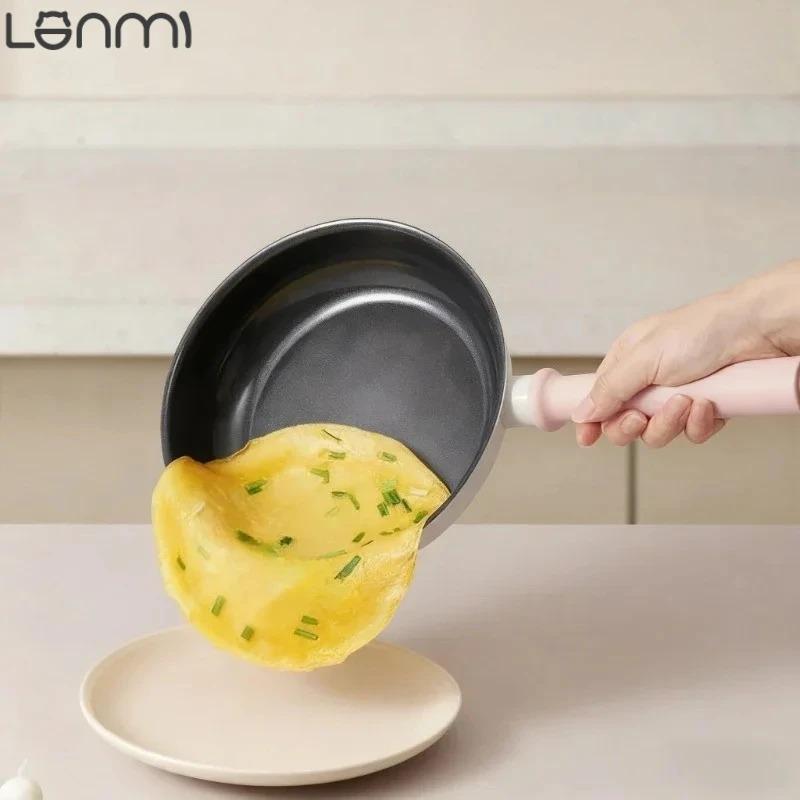 LANMI 20CM Frying Pan Non-stick Flat Bottom Pan Baby Complement Food Pot Home Breakfast Steak Skillet Stoves Universal Pot