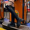 Over-knee boots women's autumn and winter 2025 new retro round head thick-soled high boots thick heel belt buckle elastic thin boots