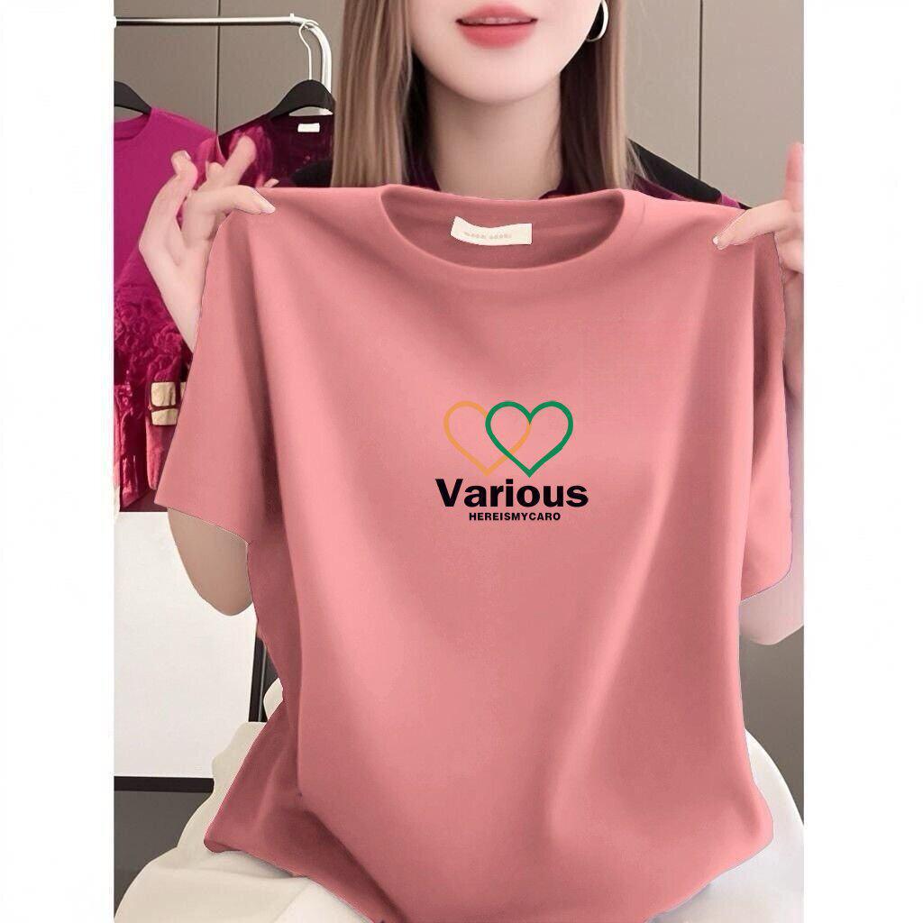 Women's Popular Short-Sleeve Fashion Print T-Shirt, Summer Round Neck Casual, Plus Size, Slimming Mother's Top