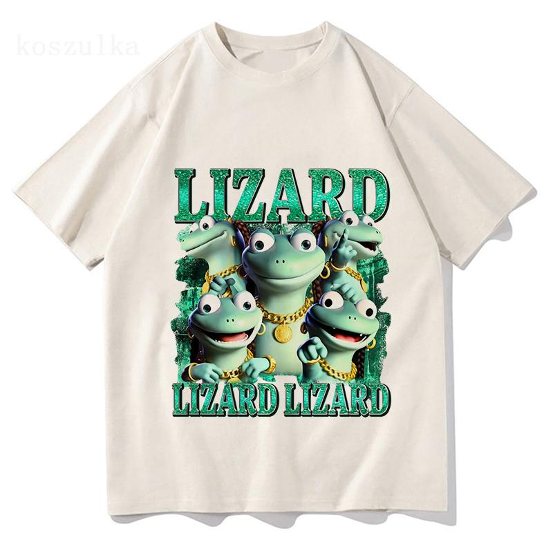 Funny Lizard Meme Graphic Tshirt Women Tees Casual Short Sleeve Cotton Tshirts Unisex Streetwear Cartoon Printing T Shirt Male