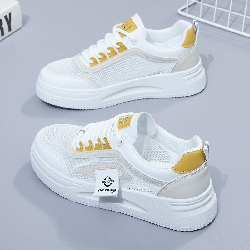 Little White Women's Shoes Summer Mesh Breathable Mesh Shoes Student Versatile Leisure Niche Sports Thick Baseplate Shoes