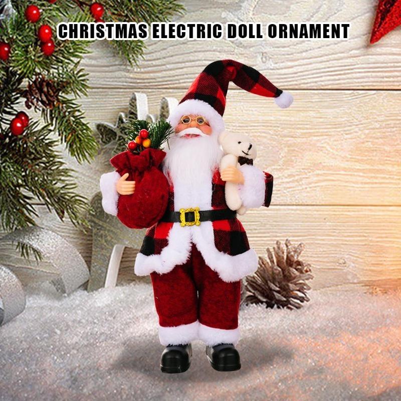 Christmas Standing Santa Claus Figurine Dolls, Cute Xmas Decor Ornaments, Tabletop Fireplace Office Indoor Home Party Decorations