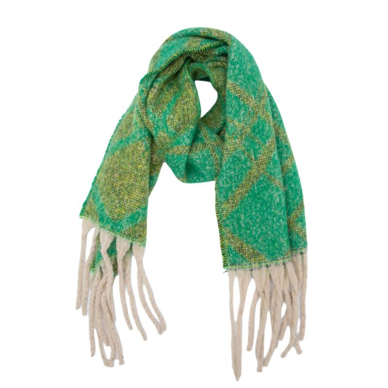 Autumn and winter new loop yarn imitation mohair jacquard double grid scarf