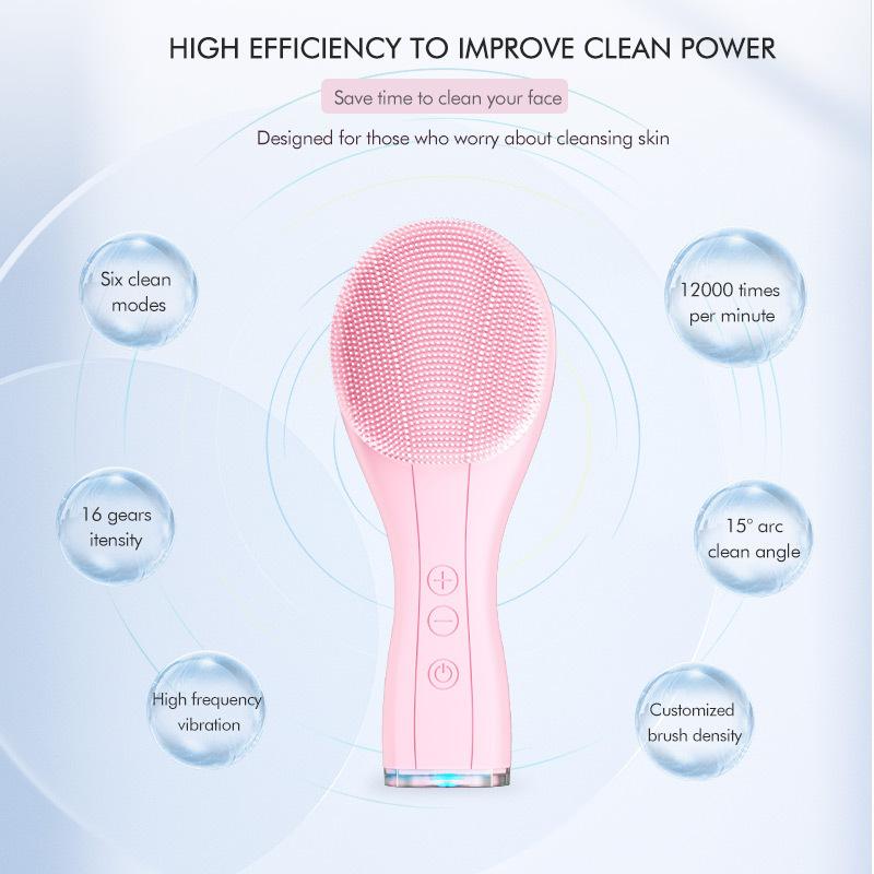 New Silicone Cleanser Electric Face Wash Instrument Introducer Waterproof Ultrasonic Pore Cleaner Overseas