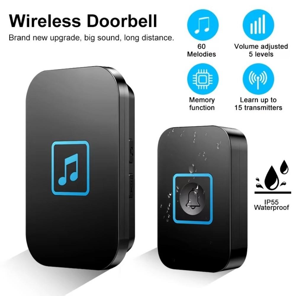 Waterproof Wireless Doorbell Plastic Welcome Doorbell Easy Installation Door Chime Kit  Apartment
