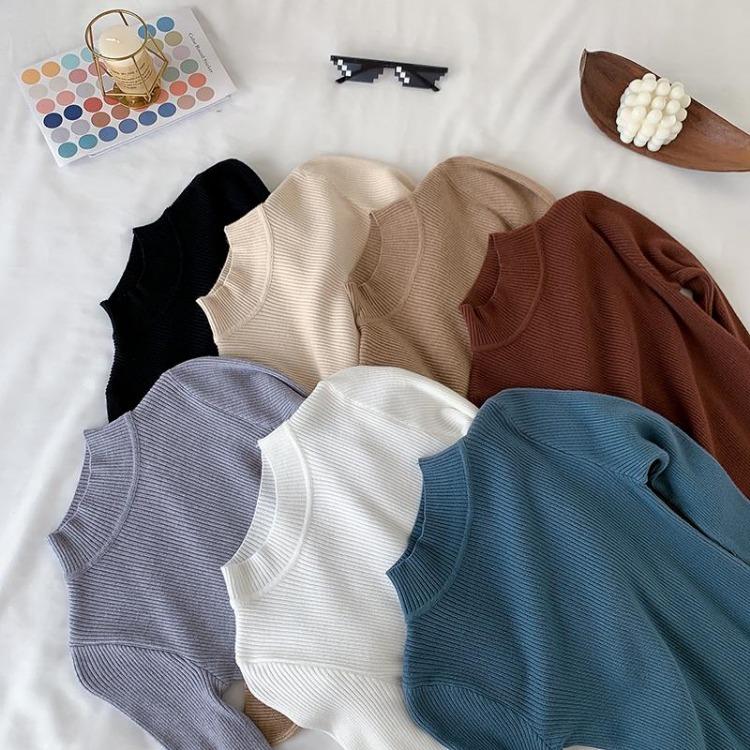 Women's Minimalist Turtleneck Pullover Sweater Warm Knitted Solid Color Basic Tops for Autumn Winter