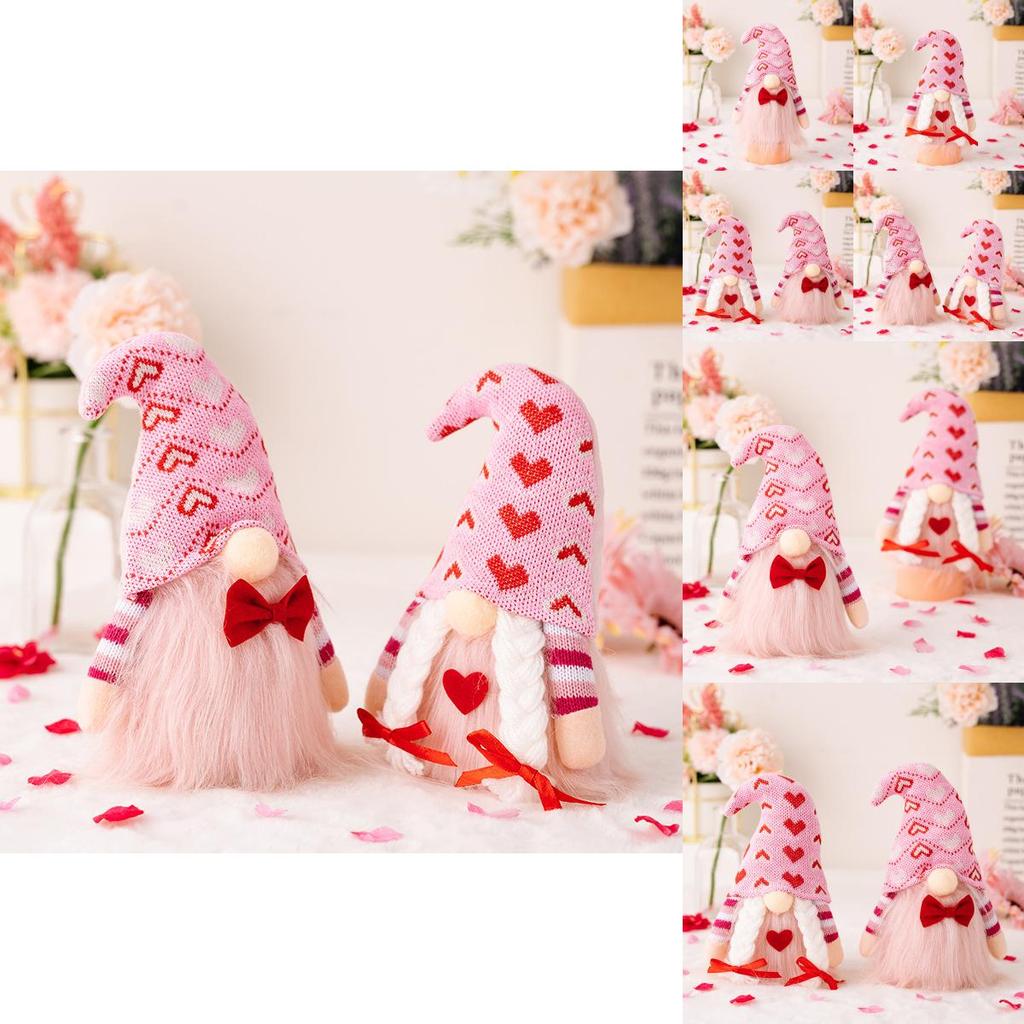 Charming Pink Valentines Day Couple Statues Delightful Heart Decorations For Lovers