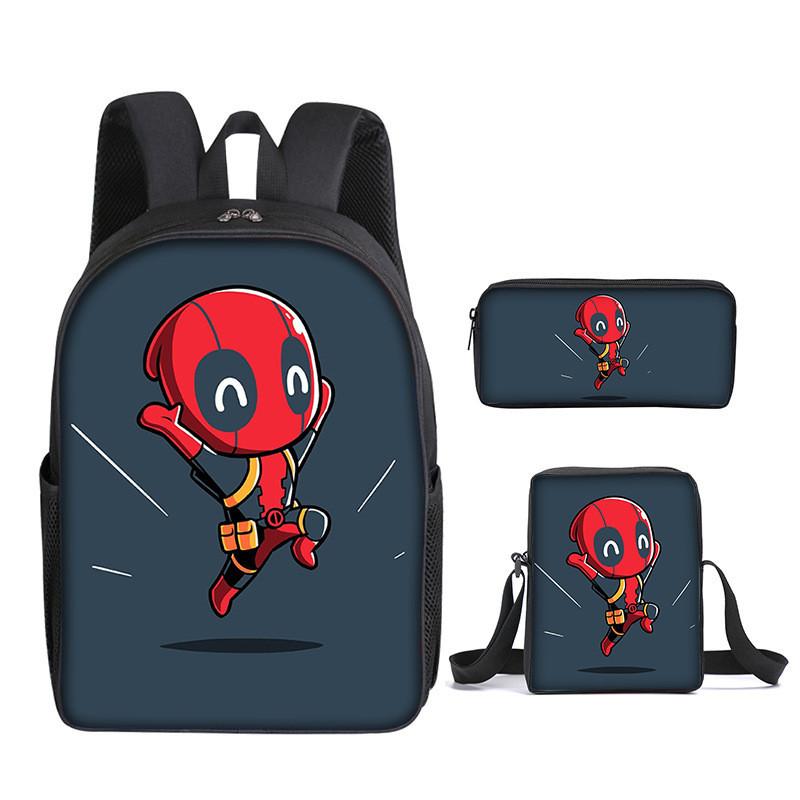 Deadpool 3pcs Student School Bag Backpack Lunch Bags Pencil Case Gifts Kids