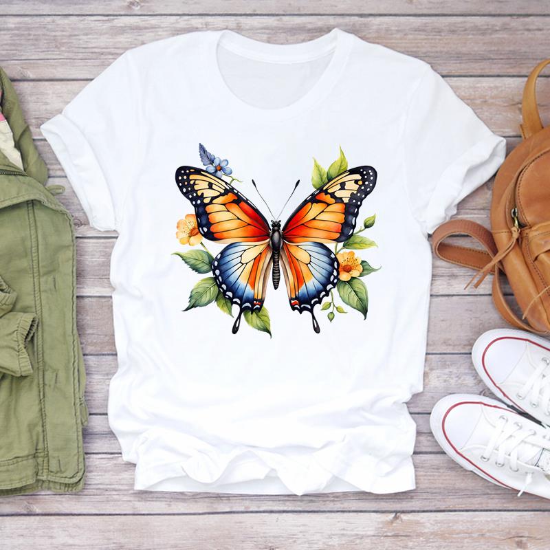 (Asian Size)  sweet flower cute 90s Print Lady T Shirt Fashion Women Clothing Casual Top Short Sleeve Tee Female Graphic T-shirts