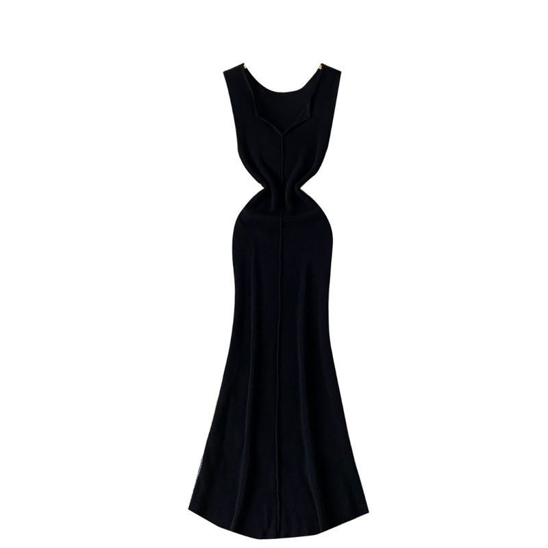 Sexy Socialite Elegant Dress Women's Stylish V Neck Sleeveless Silm Slim Looking Mid-Length Knitted Skirt Mermaid Dress