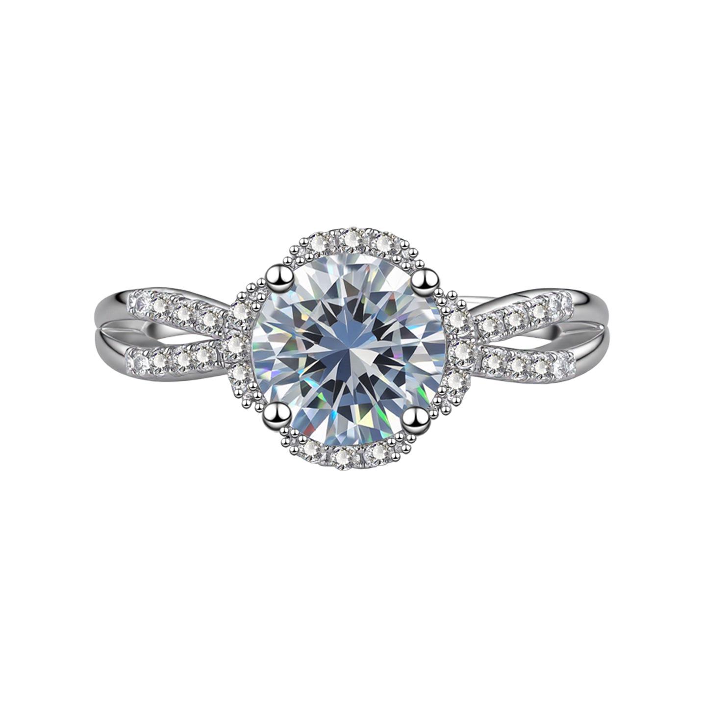 Eco-friendly Multicolor Copper Zircon Halo Ring for Women Adjustable