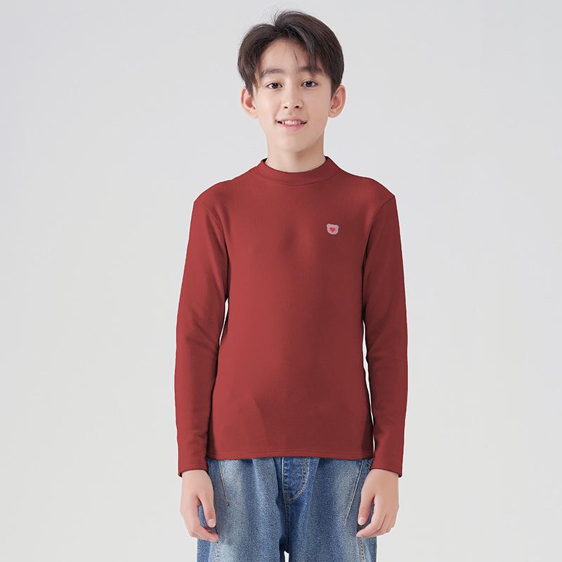 Sous-couche chaude à manches longues et col montant pour adolescents, en velours allemand, pour l'automne/hiver