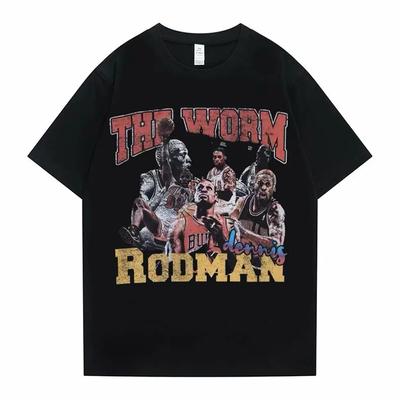 The Worm Dennis Rodman Υπερμεγέθη μπλουζάκι με γραφικά στάμπα, καλοκαιρινό unisex, γυναικείο μπλουζάκι Hip-hop Cool, κοντομάνικο, μπλουζάκι μπάσκετ για αγόρια