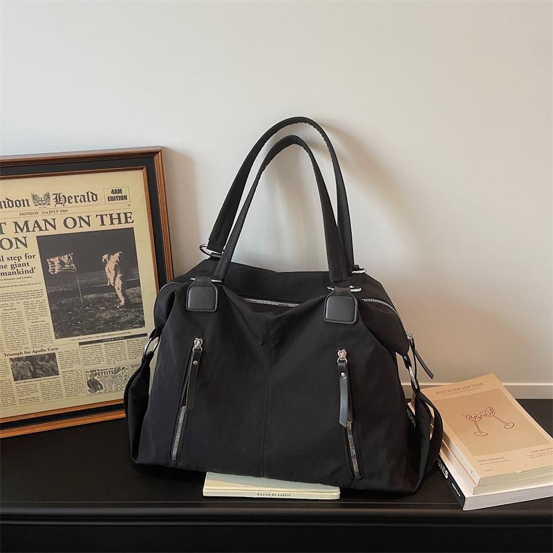 Large Capacity Commuter Bag Women's Shoulder Bag Multi-Zipper Tote Bag