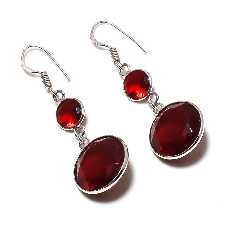 

Серьги из серебра 925 пробы с натуральным гранатом, ручная работа, 2,05 дюйма, t5F87