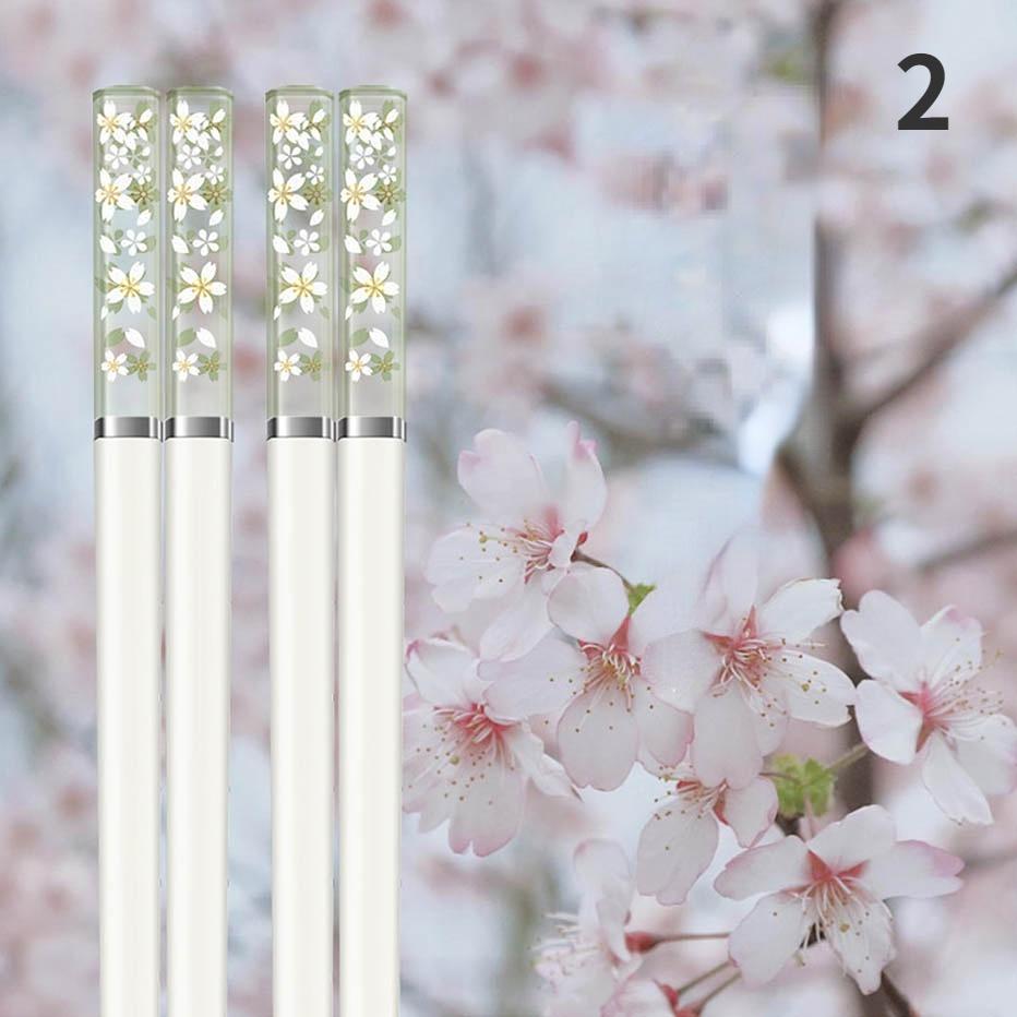 3 Pair Amber Sakura Chopsticks Antibacterial Anti-slip High Temperature Resistant Reusable for Sushi Food Chopsticks Tableware