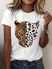 Damen Freizeit Sport Kurzarm T-Shirt Leopardenmuster Rundhalsausschnitt Bequem Langlebig Vielseitig für den täglichen Gebrauch Fitnessstudio Reisen