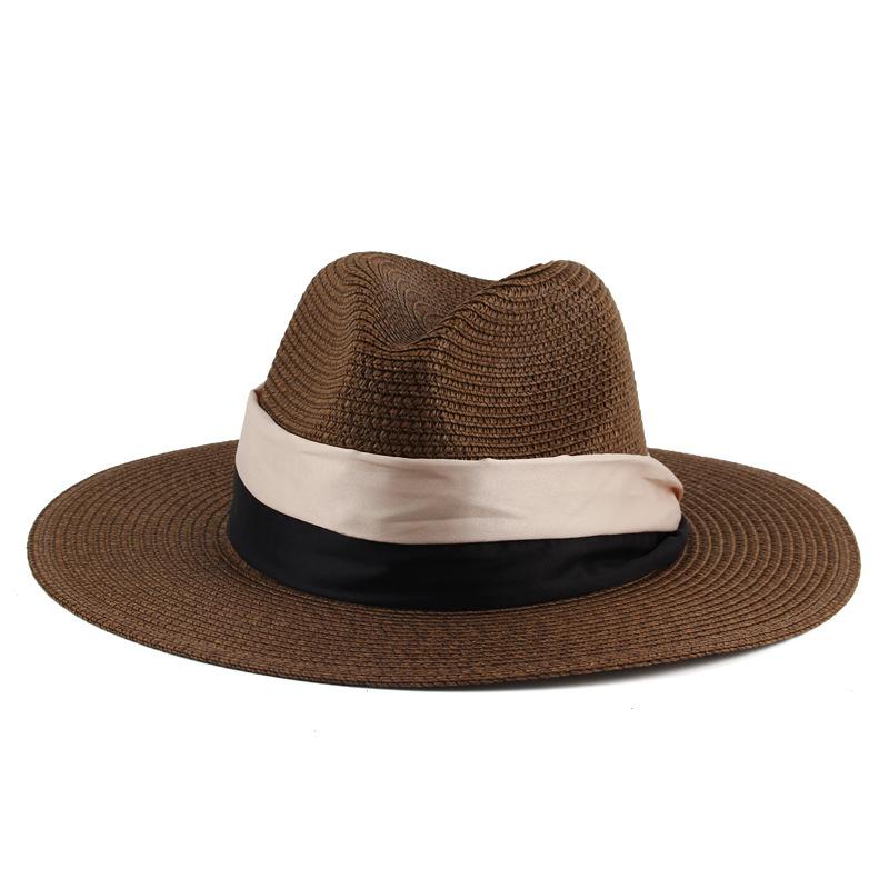 Spring and summer new women's fashion British top hat Panama straw hat outdoor travel sun hat Beach sun hat