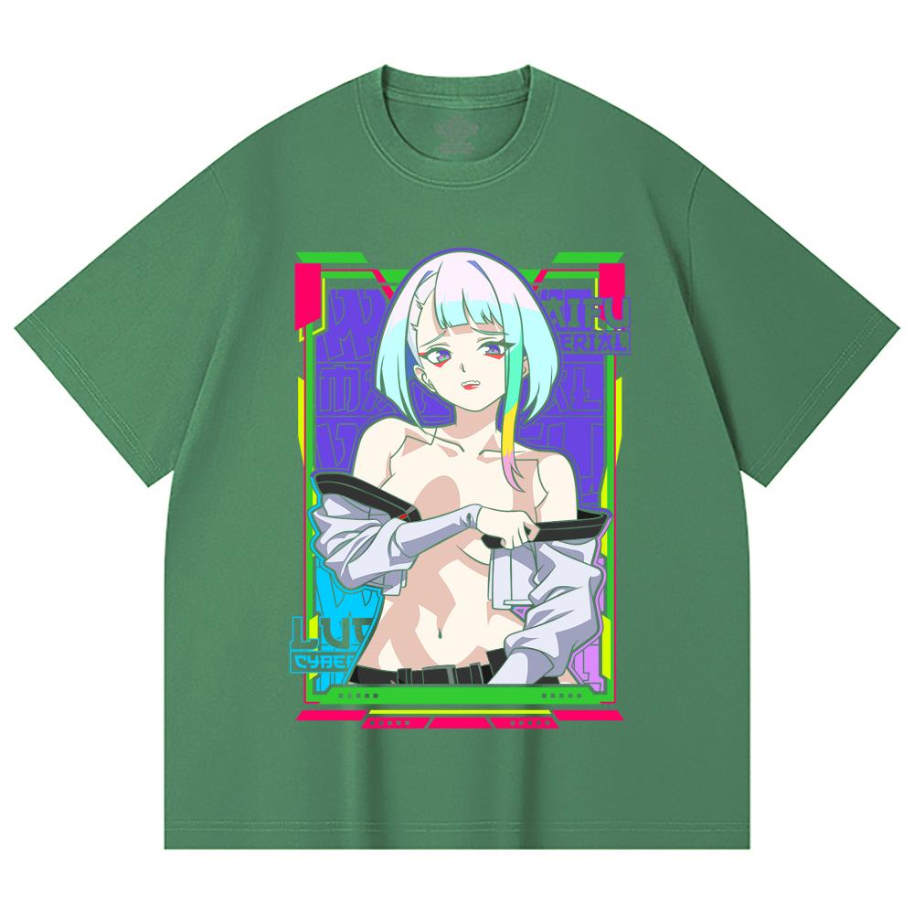 230 Gsm 100% Cotton Cyberpunk V11 Lucy Waifu Print Unisex Heavy Cotton T Shirt