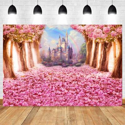 Spring Castle Floral Backdrop Wonderland Forest Flower Baby Kids Birthday Party Wedding Photography Background Decor Studio Prop20