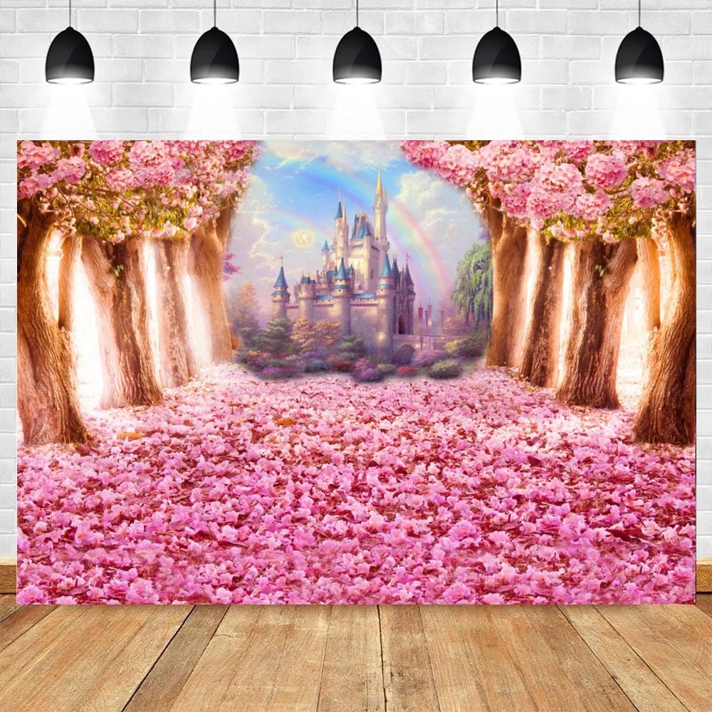 Spring Castle Floral Backdrop Wonderland Forest Flower Baby Kids Birthday Party Wedding Photography Background Decor Studio Prop20