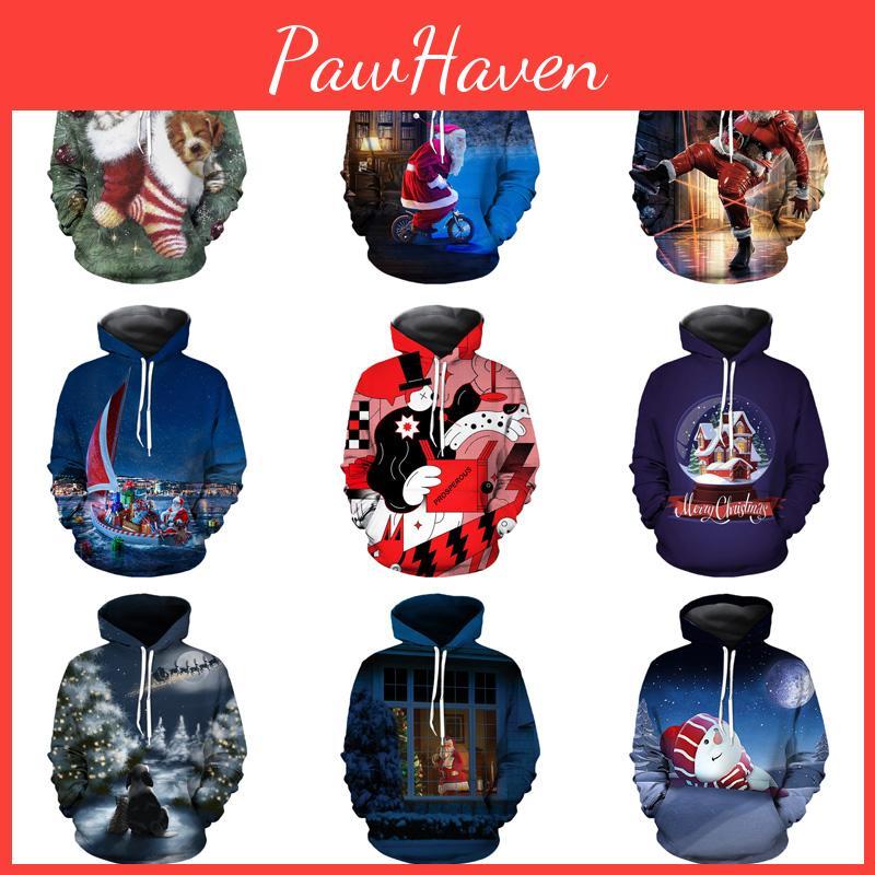 Cozy Soft Mens Womens Christmas 3d Ugly Hoodie Sweater Pullover For Xmas Parties