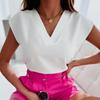 Women's T-shirt Summer Solid Color Short-sleeved V-neck Women's Shirt Shirt Women's Clothing