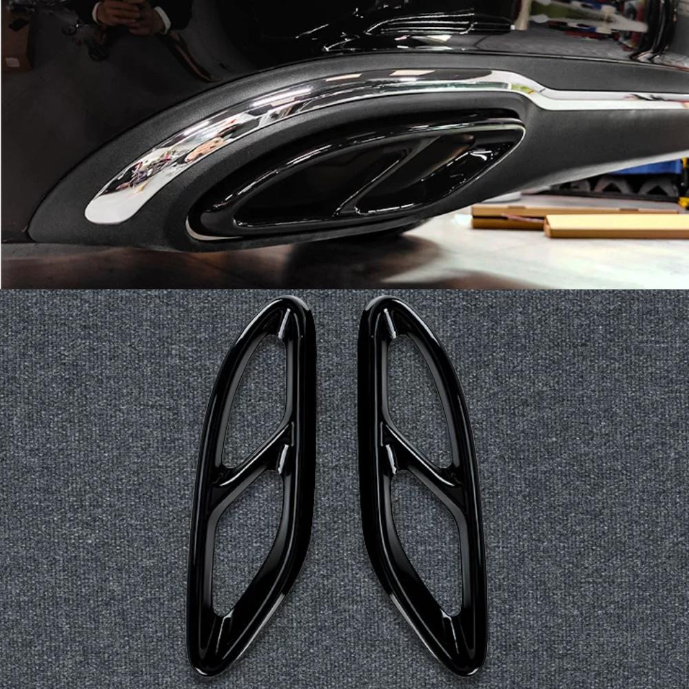 Auto Auspuffendrohr Schalldämpferrohr Abdeckung 4 Auslässe Endrohr Heckdiffusor ABS Abdeckung für Mercedes Benz A/C/E/B/GLC/CLA/CLS Klasse